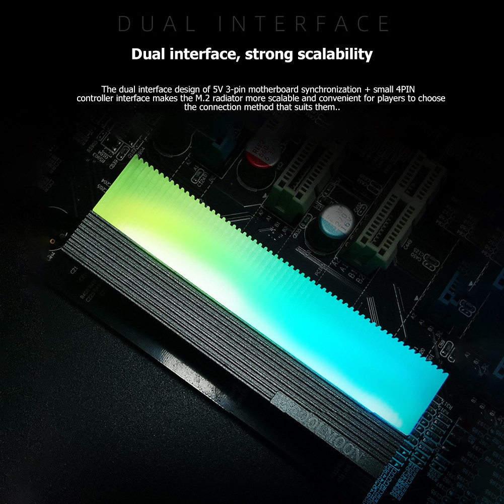 CoolMoon M2 SSD Heatsink 5V 3Pin ARGB M.2 2280 Solid State Drive Hard Disk Cooling Radiator PC Video Graphics Card heat sink. 