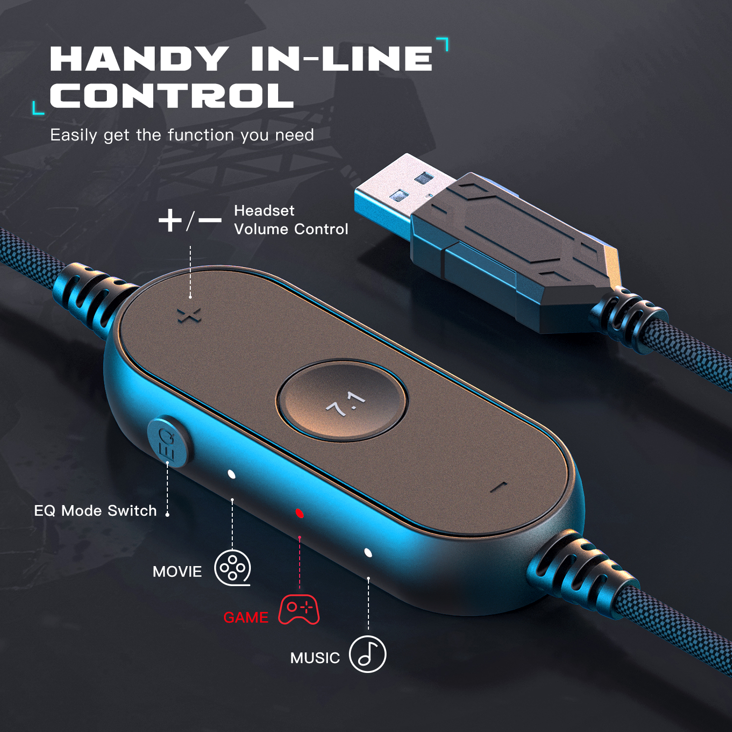 FIFINE USB Gaming Headset with 7.1 Surround Sound/Line Control/3EQ Mode,RGB Over-ear Headphone with Mic for PC,PS5 Ampligame-H6. 