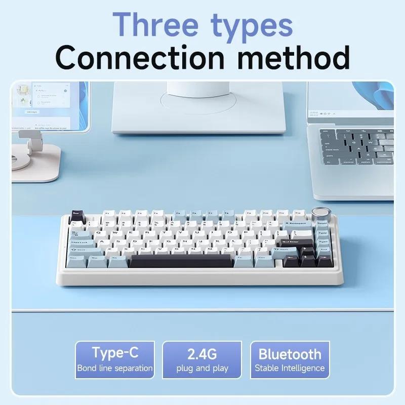 Aula F75 Mechanical Keyboard 80 Key with Gasket Structure 75% Layout Full-key Hot Swap Three-mode Bluetooth for Gaming Office. 