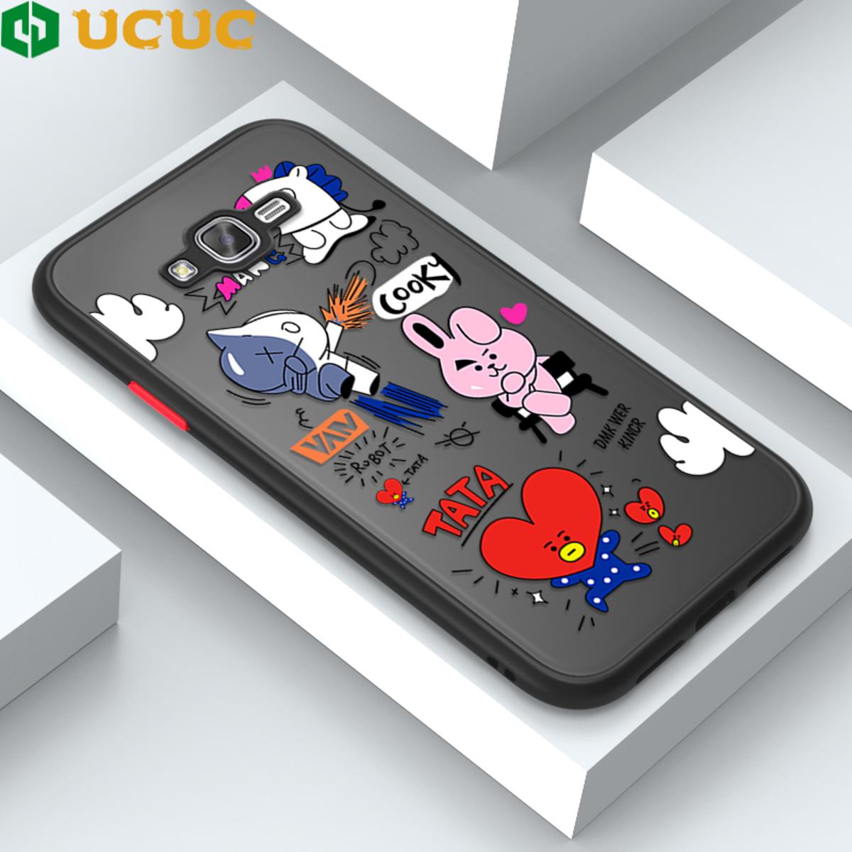 UCUC for Samsung Galaxy J7 2015 J700 J7 Core Back Cover BTS Anthropomorphic Image Frosted Transparent Hard Phone Case Thin Shockproof Full Cover Camera Protect Case