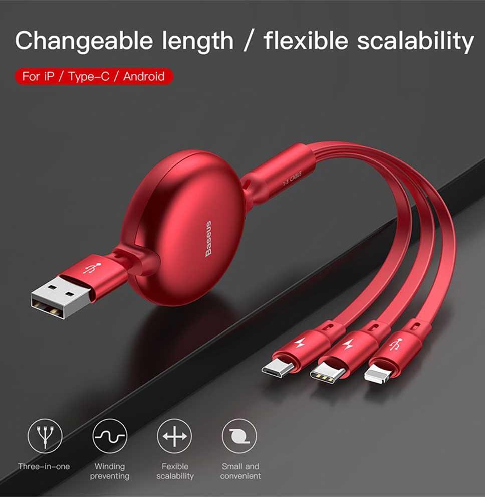 Buy Baseus 3in1 Multi USB Charger at the Best Price on MeanBuy