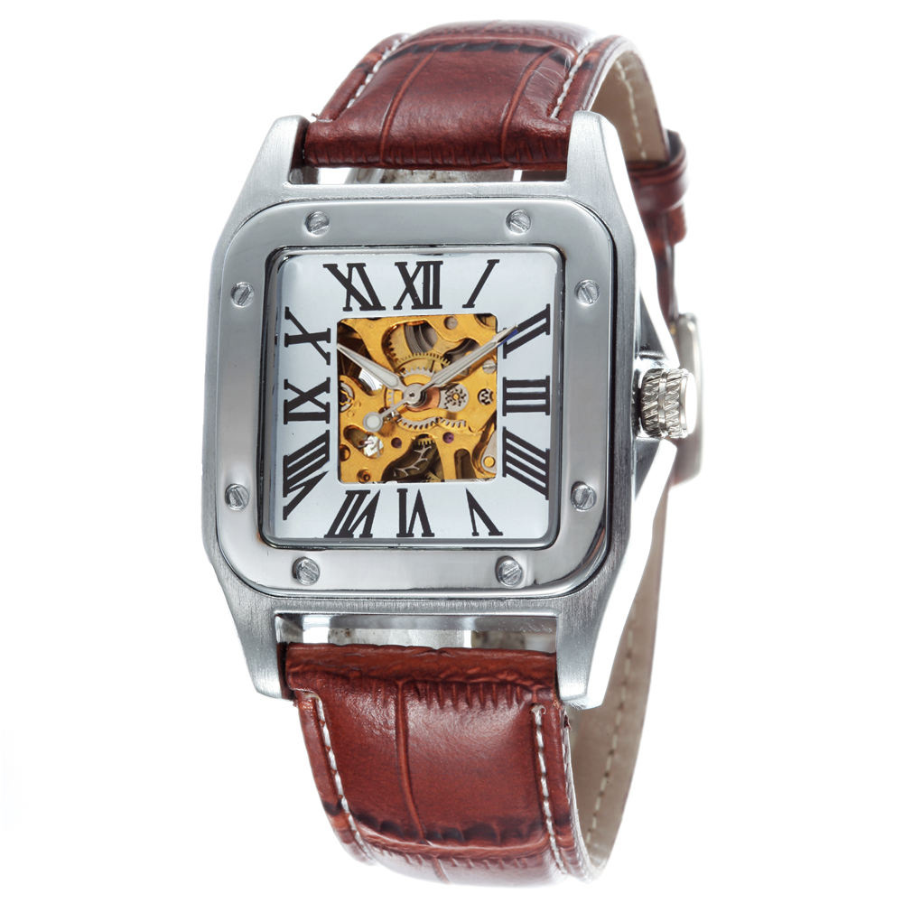 Goer Gore Korean men's watch personality casual net red hollow square automatic mechanical watch a generation of hair