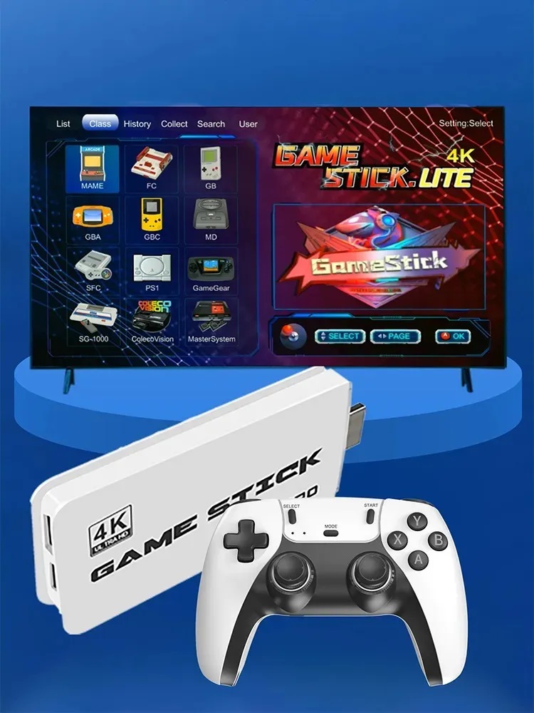 M15 4K Pro Game Stick 64G 30000 Video Game Console 2.4G Double Wireless Controller 4K Retro Game TV Stick Retro Classic Games. 
