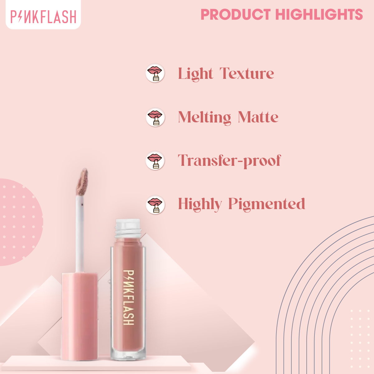 PinkFlash-L01 -MELTING MATTE Waterproof Lipcream - N03 Best Day. 
