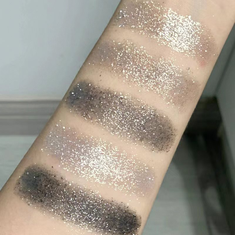 Ggmm Suke 9 Colors Eyeshadow Palette metallic white gray black eyeshadow palette with mirror. 