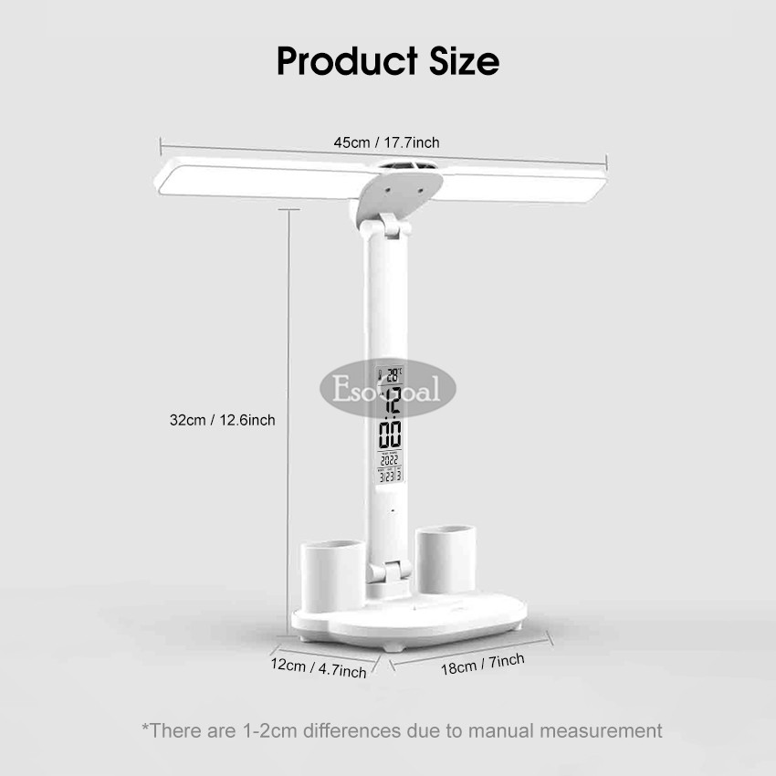 Esogoal Desk Lamp Double-head Table Lamps 3 Color Touch Dimming Nor-dic Lamp Desk Light College Dorm Bedroom Lamp Modern Table Lamp Eye Protection Lights Work And Study Table Lights. 