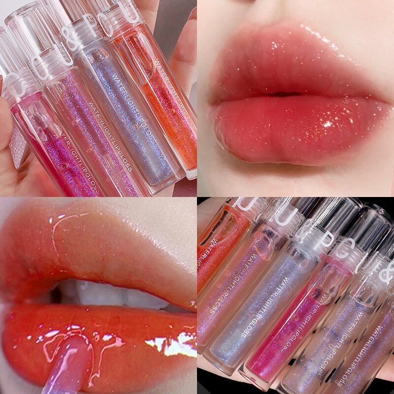 Transparent Crystal Jelly Lipgloss Shiny Clear Mirror Moisturizing Lip Balm Glitter Liquid Lipstick Oil Plumping Taste Lip Tint
