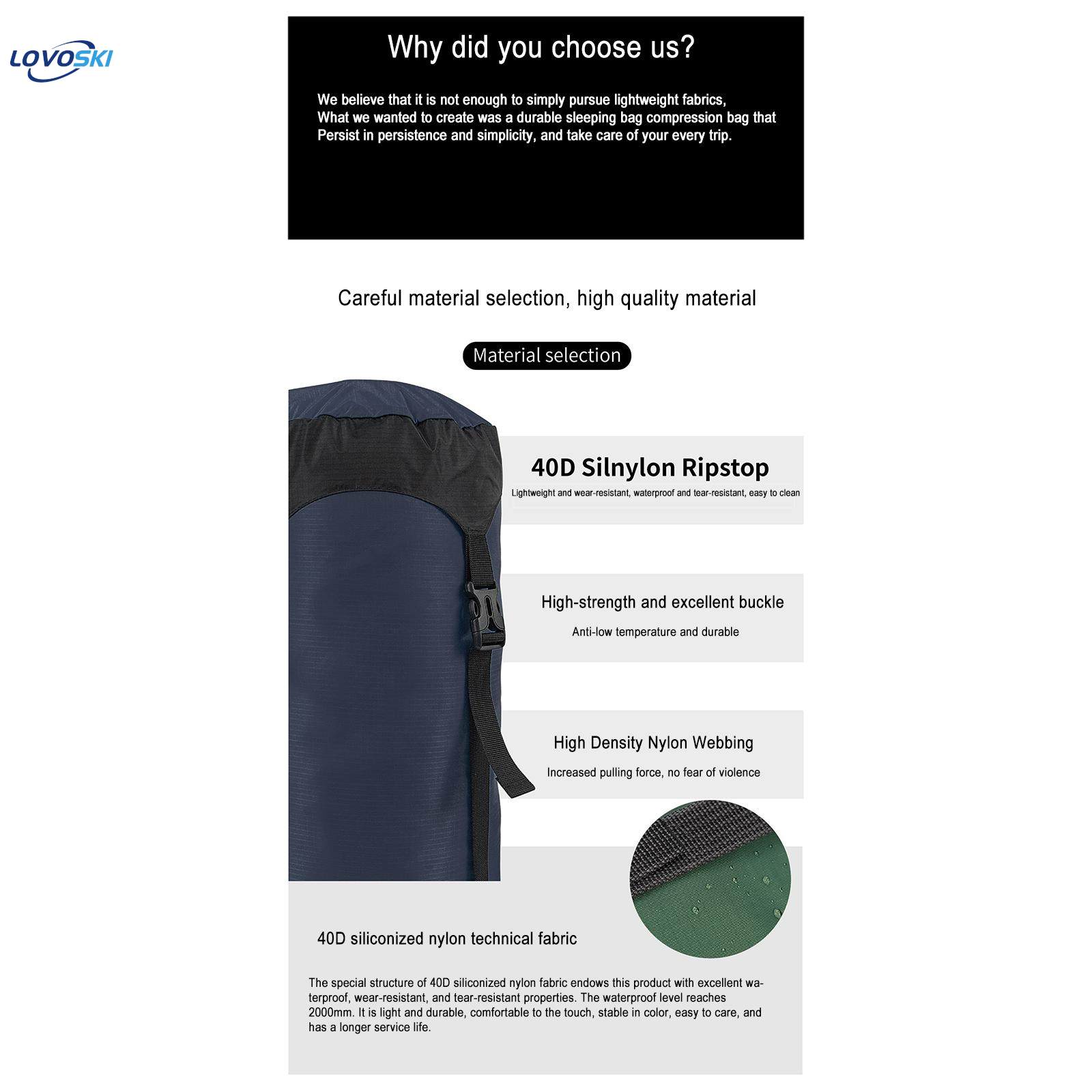 Compression Stuff Sack Lightweight Waterproof Space Saving Tear Resistant Compact Pouch Sleeping Bag Compression Sacks for Sailing Emergency , Blue Color L. 