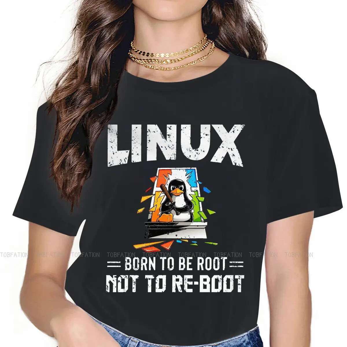 Linux Born To Be Root Not To Reboot O Collar TShirt Linux GNU Minix Unix Fabric Basic T Shirt Girl Tops Fashion Big Sale. 