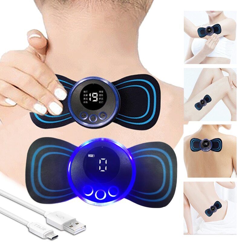 Tens Units EMS Mini Massager with 4 Pads ,Muscle Stimulator Full Body Relax Machine Rechargeable Device for Legs Back Neck Pain Relief Therapy By AF. 