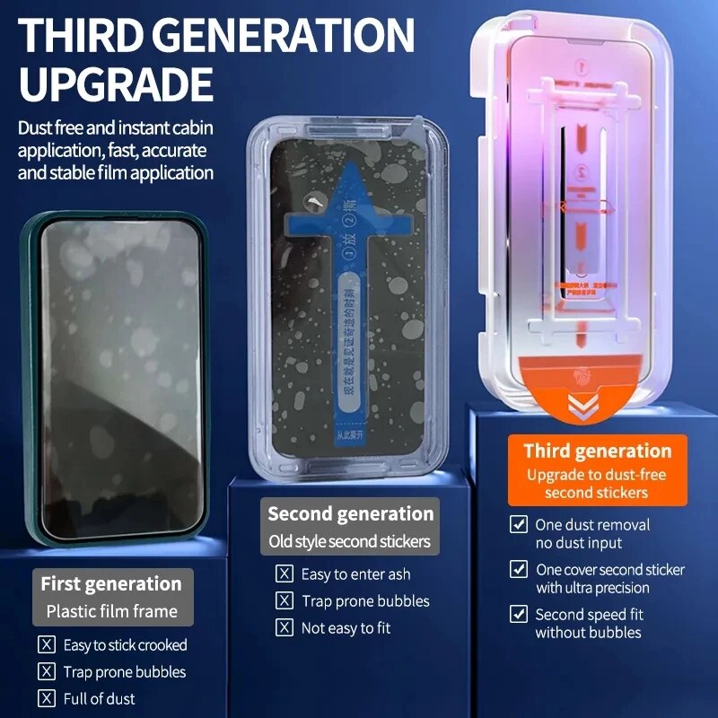 2PC 8K Oleophobic Coating Dust free Installation Privacy Screen Protector For iPhone 15 14 13 12 11 Pro Max Mini XS MAX X Glass. 