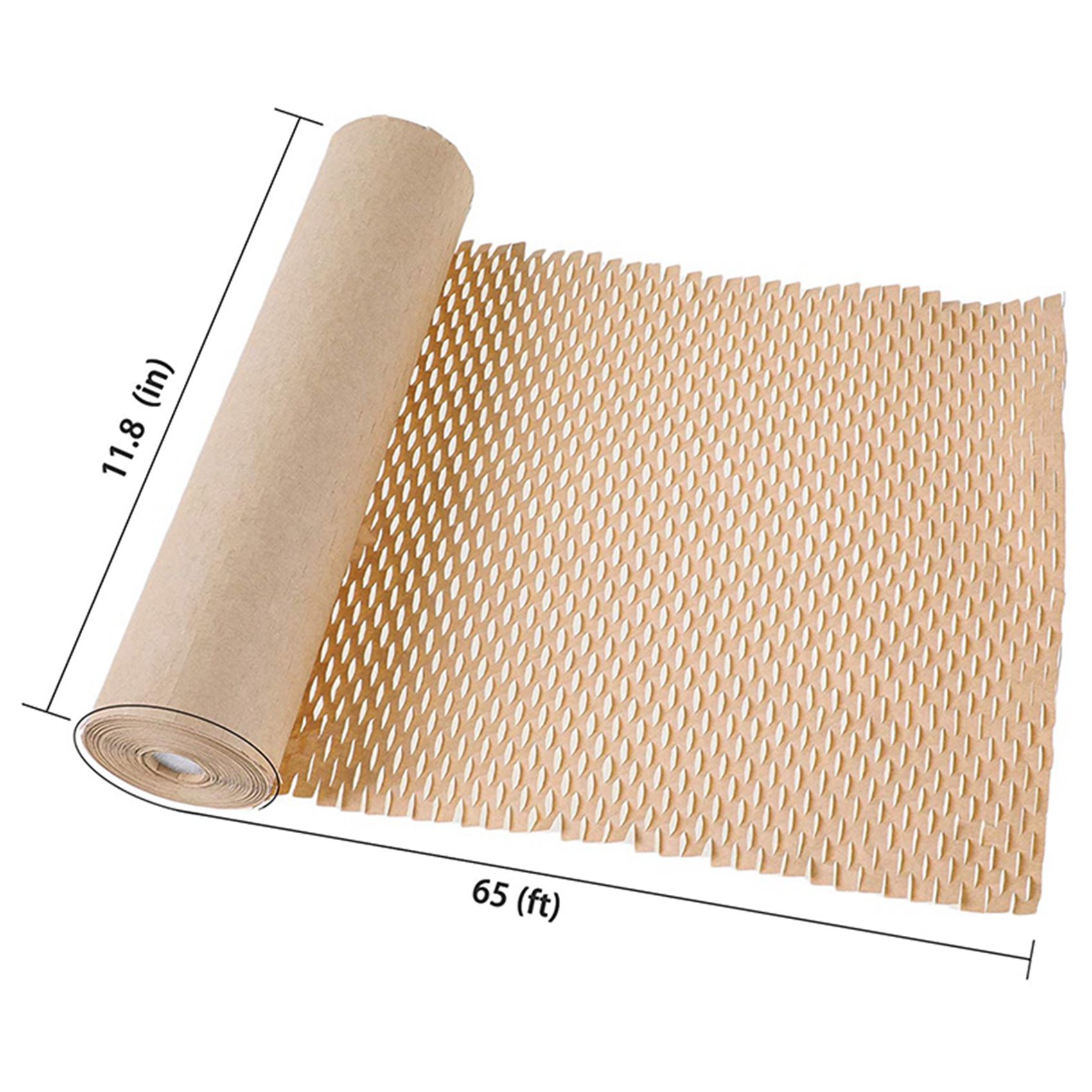 2X Honeycomb Packag Paper Cushioning Kraft Paper Wrap Roll 11.8 Inch x 65 Feet Eco-Friendly Honeycomb Protective Wrap. 