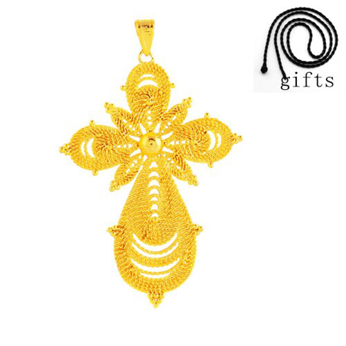 【VisioN Shop】Ethiopian Gold Color Big Pendant Necklaces Women/Men Eritrea Items P96