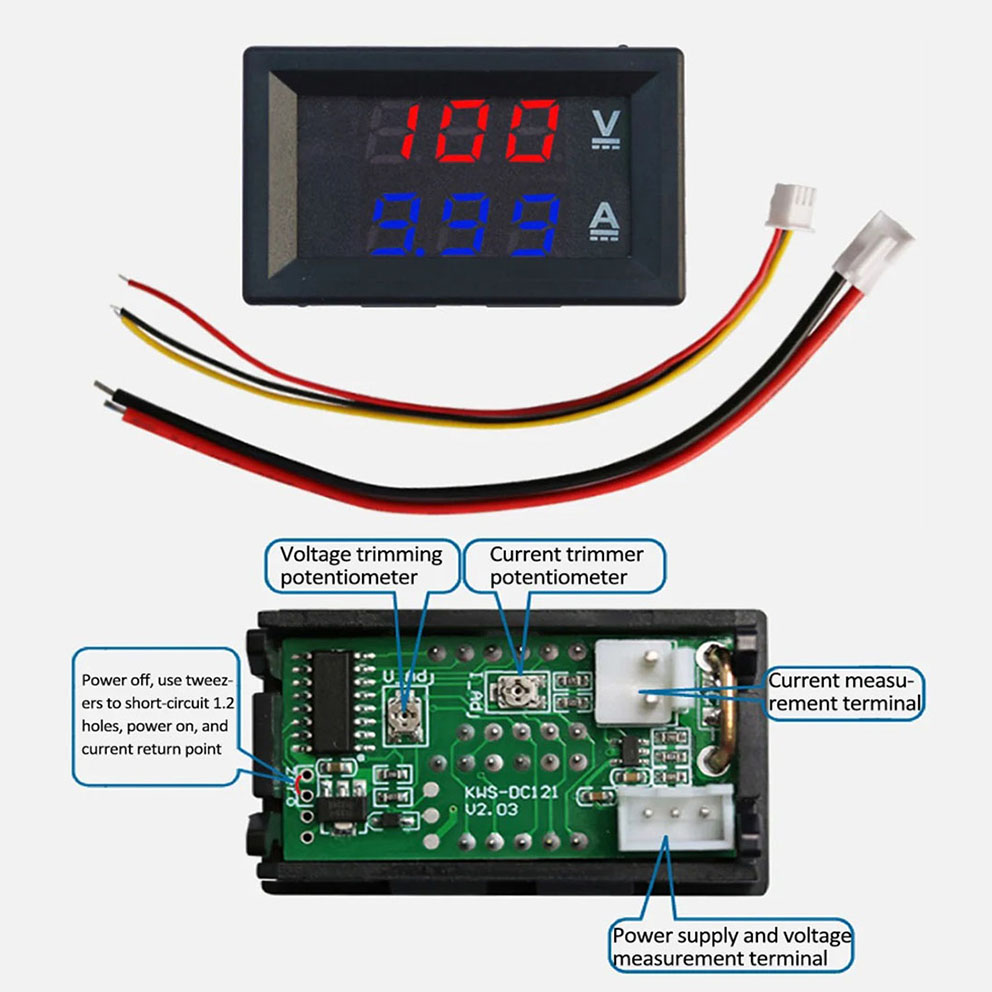 Digital DC Voltmeter Voltage meter Ammeter Amp meter for Solar or DIY 10A 100v. 