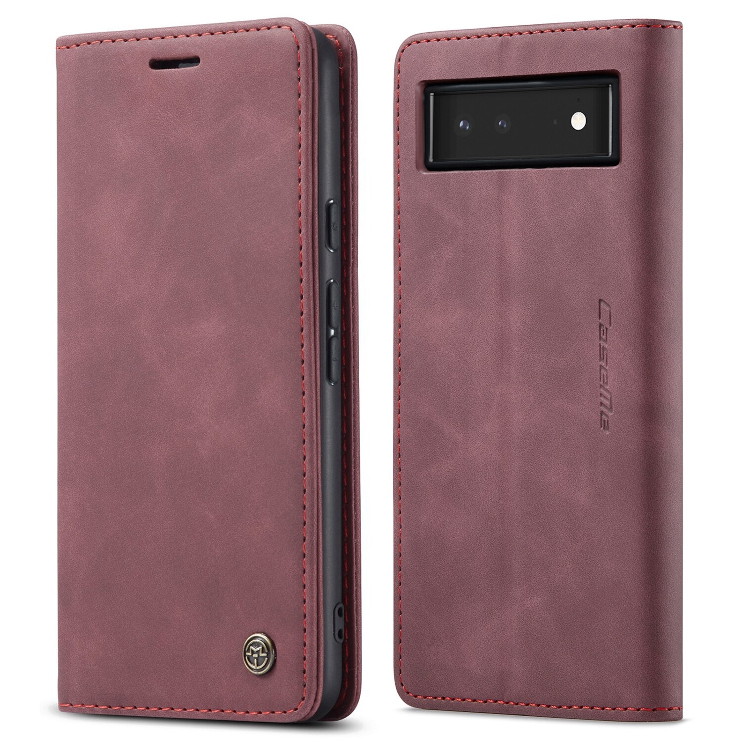 lthmy for Google Pixel 6 Retro PU Leather Wallet Case Card Slots Magnetic Closure Flip Stand Case Cover