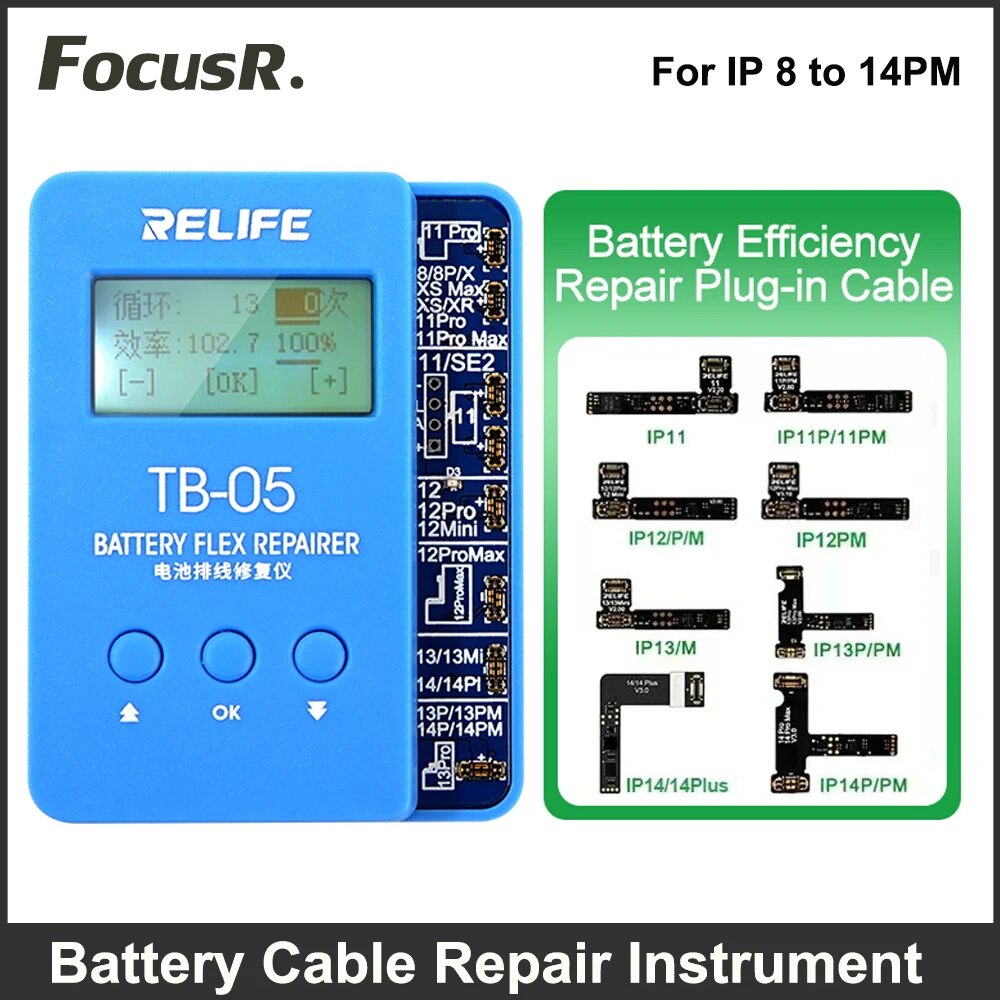 RELIFE TB-05 Battery Repair Programmer For iPhone XS 11 12 13 14 Pro Max Battery Flex Cable Data Cycles Recovery Instrument Tool
