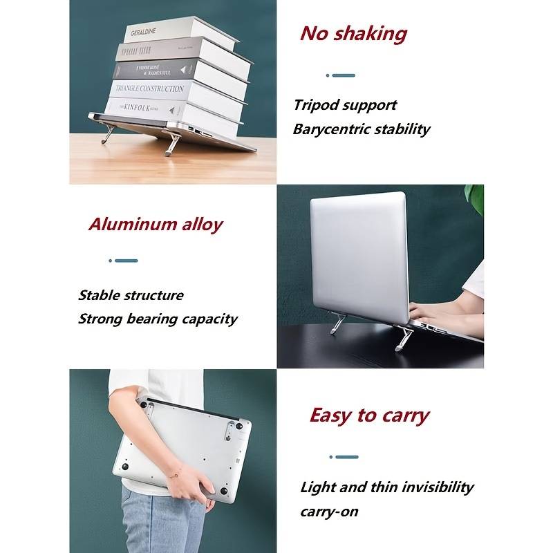 2Pcs/Set Mini Self-adhesive Foldable Laptop Stand Universal Portable Invisible Heat Dissipation Laptop Holder Computer Accessories. 