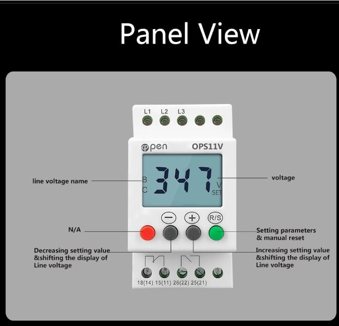 3 Phase Protector & Sequence Protection Relay and adjustable Under Over Voltage Protector Monitoring. 