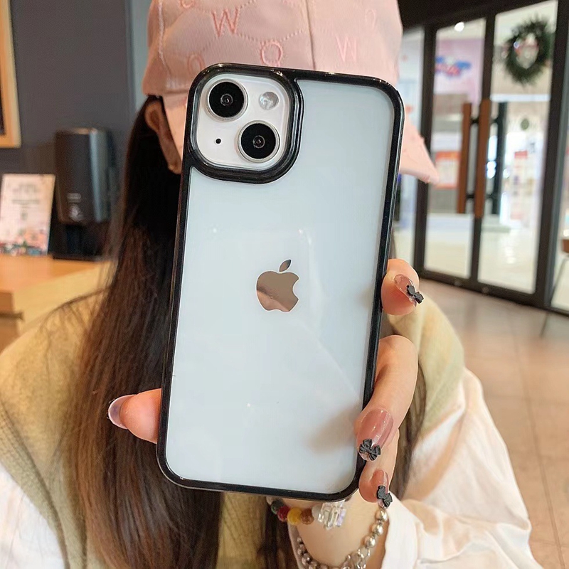 Candy Color Phone Case for iPhone 15 14 13 12 11 Prhappyo Max Plus Acrylic Hard Case Transparent Back Cover