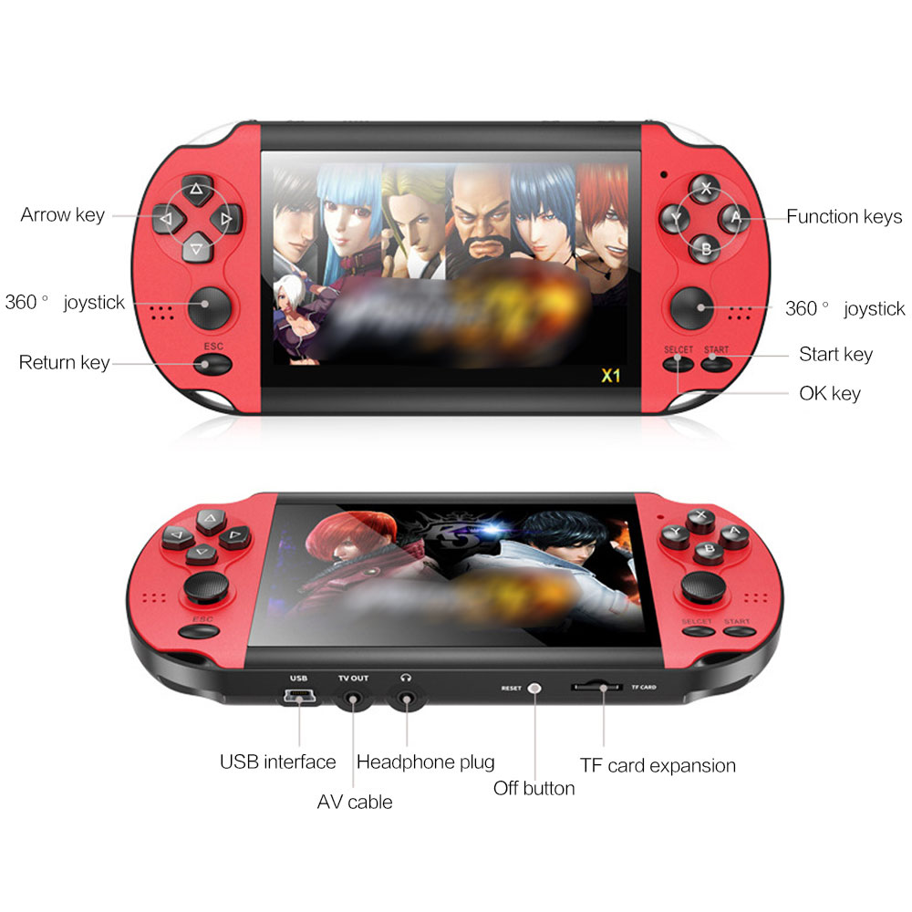 X1 4.3-inch Game Console Nostalgic Classic Dual-Shake Game Console 8G Built-in 10,000 Games. 