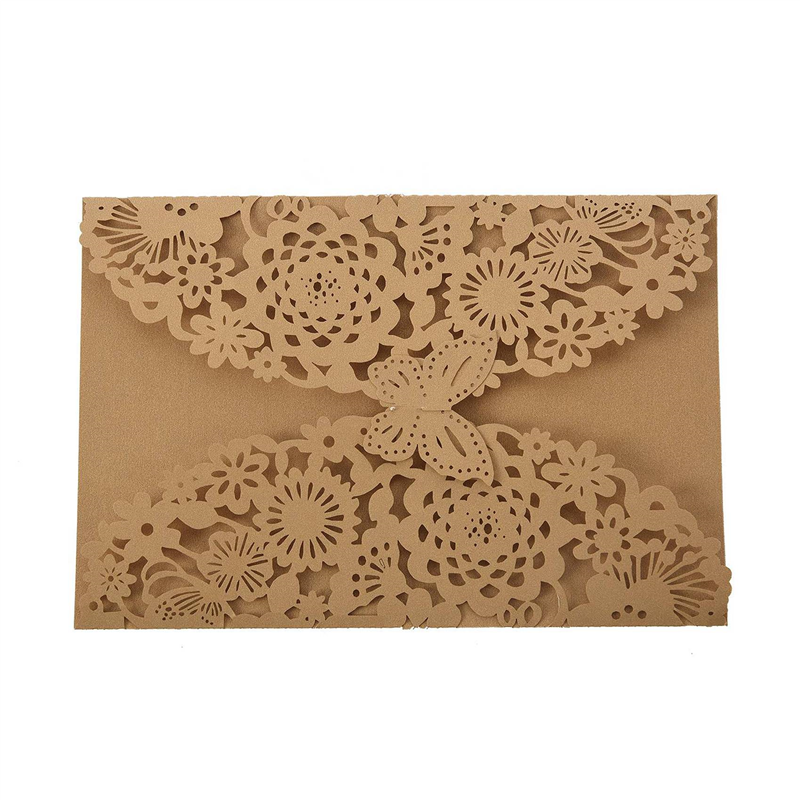 100Pcs/Set Delicate Carved Butterflies Romantic Wedding Invitation Card Envelope Invitations for Wedding