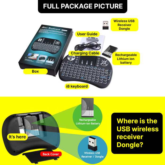 Backlit Mini Keyboard With Touchpad Mouse: Wireless Combo For Gaming And Media Control. 