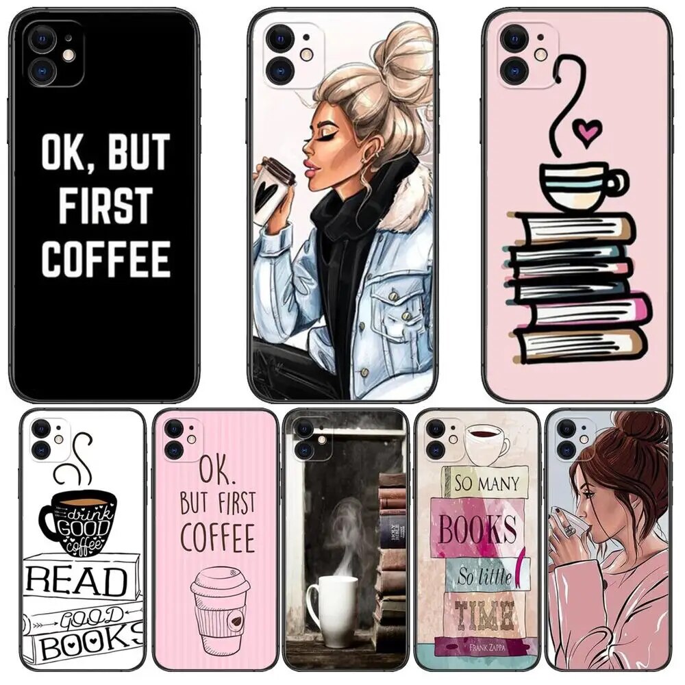 OK but first coffee Phone Cases For iphone 13 Pro Max case 12 11 Pro Max 8 PLUS 7PLUS 6S XR X XS 6 mini se mobile cell