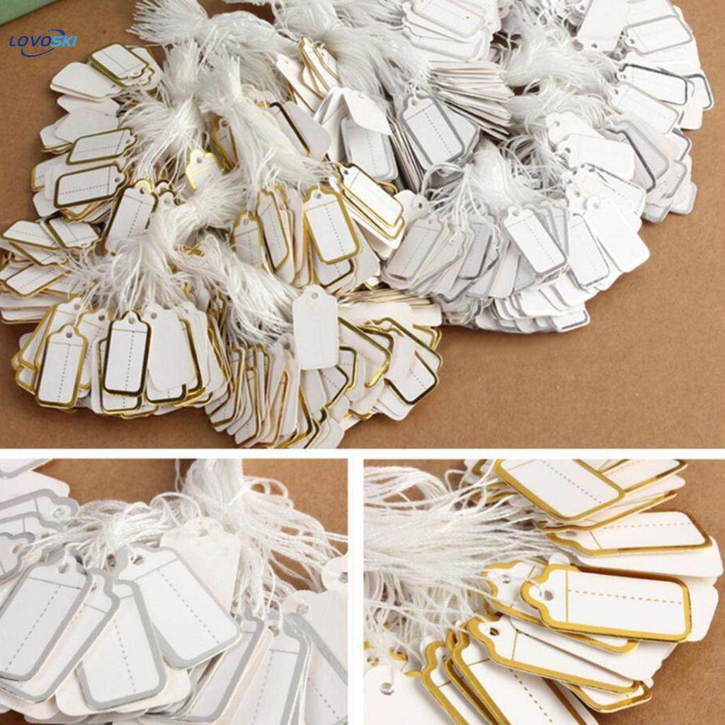 100pcs Paper Tag Price Label Tag With White Hanging String Jewelry Price Tags. 