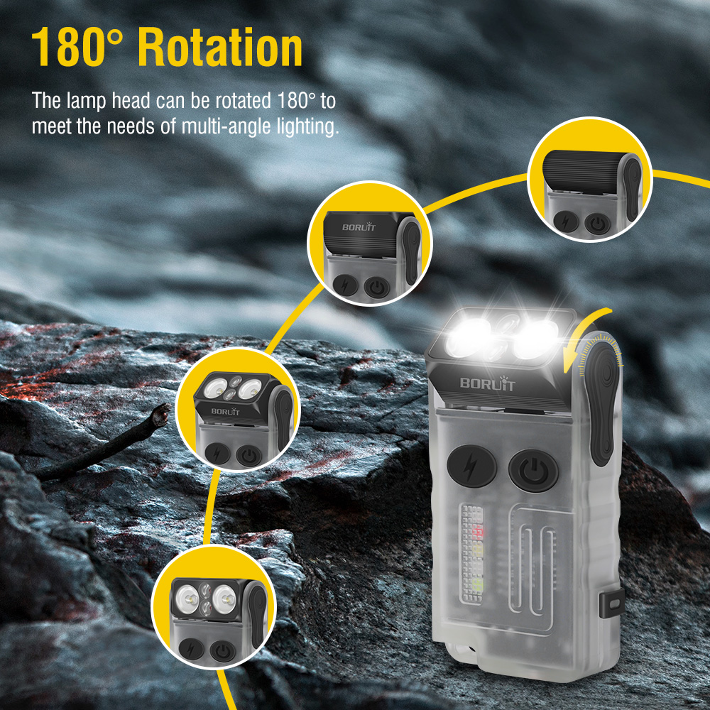 BORUiT V20 EDC Keychain Flashlight Portable Mini Torch Type-C Rechargeable Work Light With Magnet Beep Camping Pocket Lantern. 
