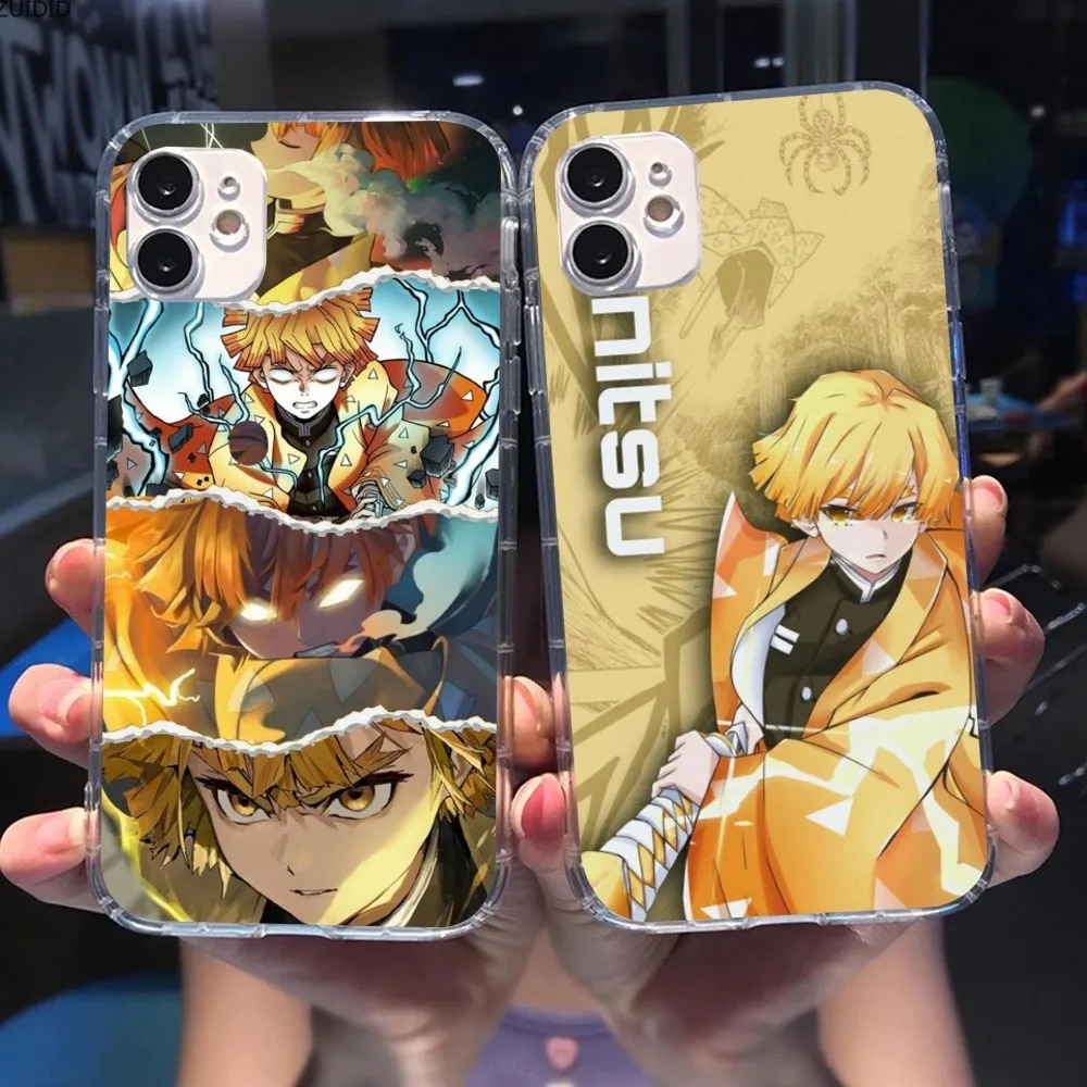 Demon Slayer Zenitsu Mobile Phone Case for iPhone 15 14 13 12 11 XS X 8 7 6 Plus Mini Pro Max SE 2022 Clear Phone Cover Funda