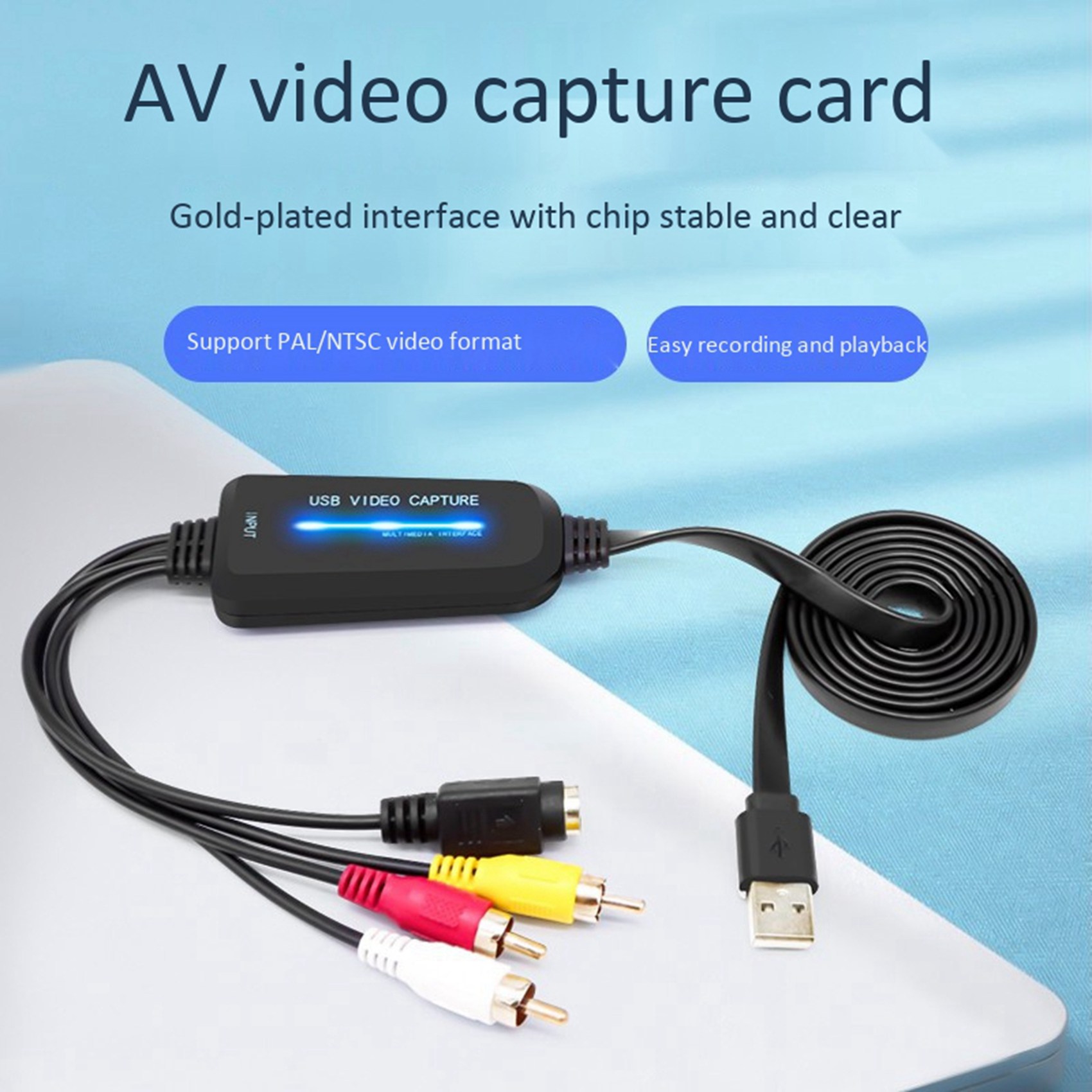 5X USB 2.0 Video Capture Card Single Channel USB Capture Card AV Capture Device Drive-Free Digital Converter. 