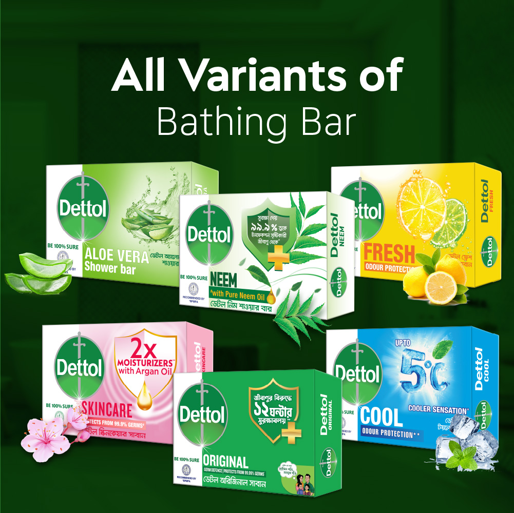 Buy 5 Get 1 Free - Dettol Soap Neem 125gm Bathing Bar, Soap with protection from 100 illness-causing germs. 