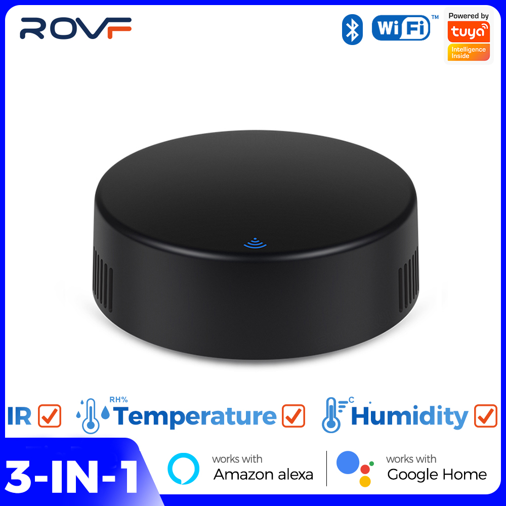 ROVF - Tuya Wifi IR Remote Control Universal Temperature Humidity Sensor - for Fan TV Voice Alexa Google Home. 
