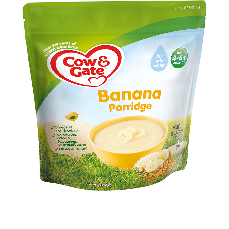 Cow & Gate Banana Porridge 125g Made in UK. 