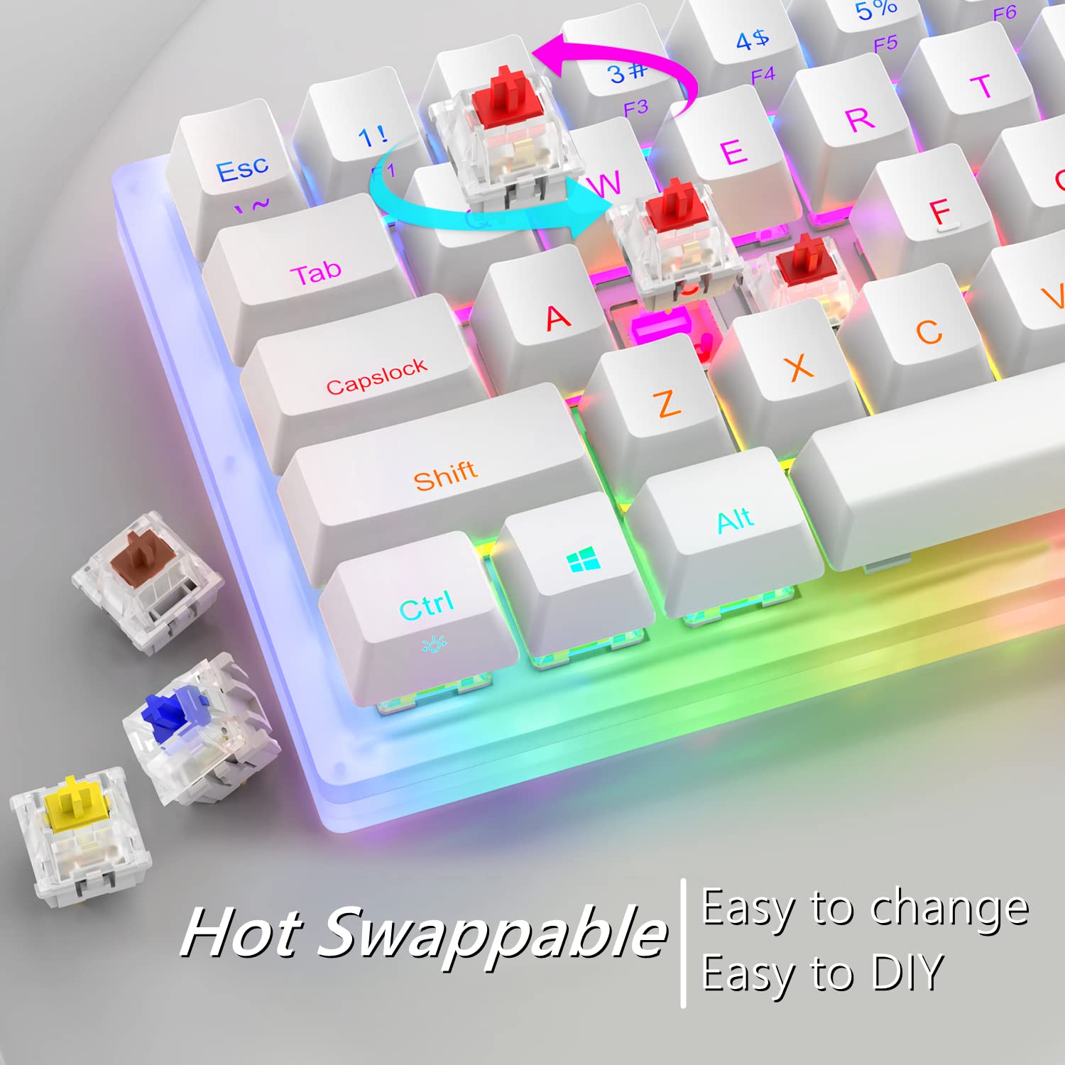 Womier K66 K87 Keys Hot Swap Mechanical Gaming Keyboard Tyce-c Wired Rgb Backlit Gateron Switch Crystalline Base For Pc Laptop. 