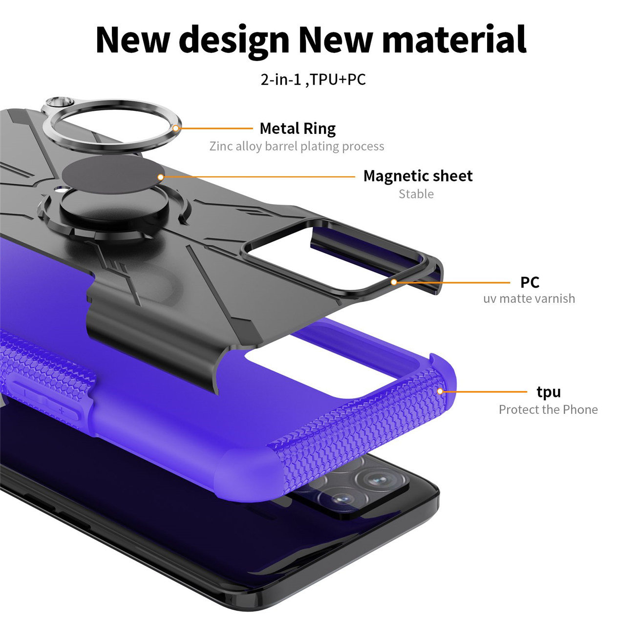 For Motorola Moto G 5G (2022) Phone Case TPU and PC Solid Color Armor Kickstand Casing Buffer Shockproof Stand Holder Back Cover. 