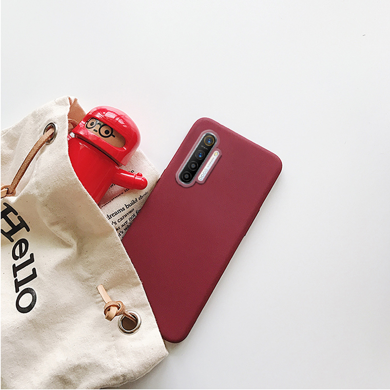 Tokifu For Realme X2 Back Cover Matte Simple Solid Color Soft Silicone TPU Case. 