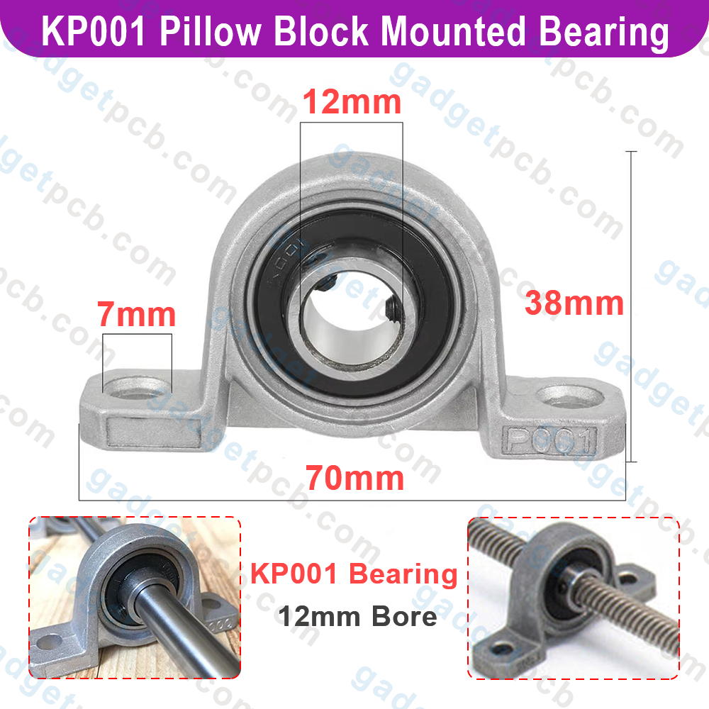 Zinc Alloy KP001 P001 Pillow Block Mounted Ball Bearing 12mm Bore Diameter For CNC Machine 3D Printer All Kinds Of Electronics Projects. 