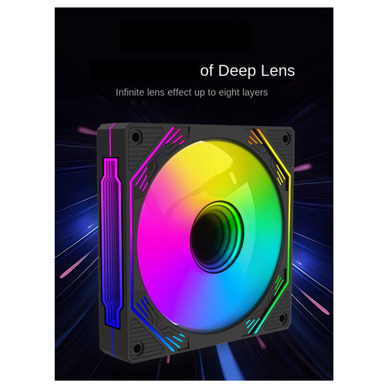 Game Cabinet RGB Chassis Fan 120mm 3D Infinite Mirror Silent Fan Reverse Blow ARGB+PWM 2 in 1. 