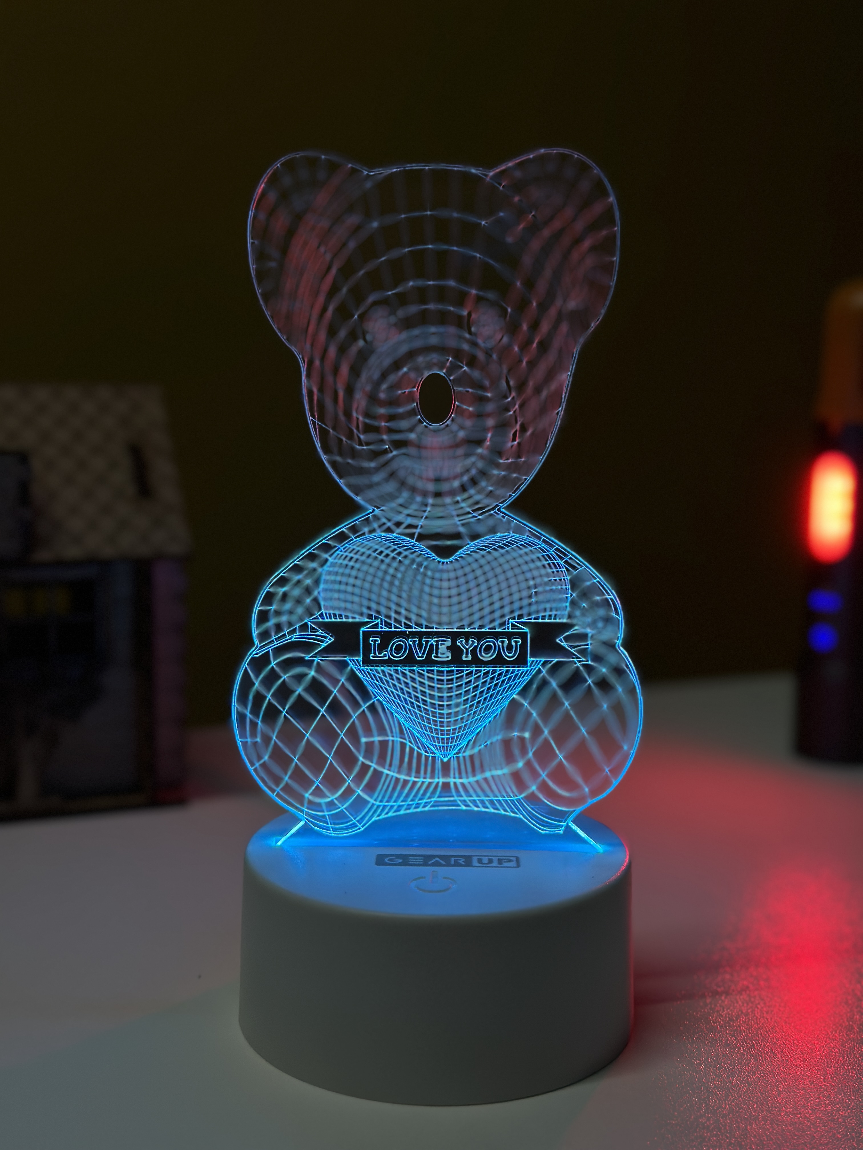 GearUP Acrylic Multicolor Night Lamp (Love Bear)