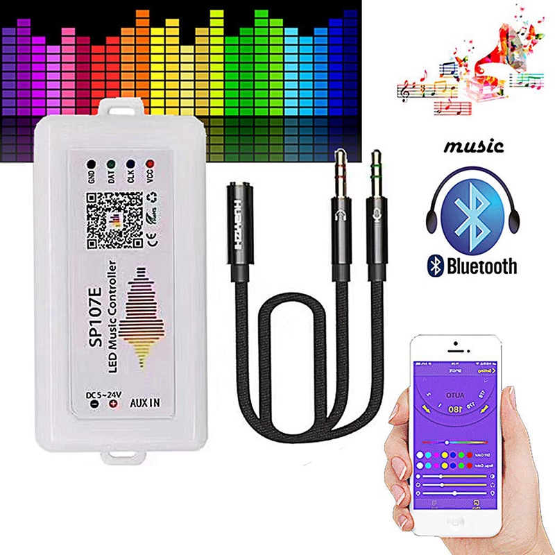 NYT Wifi Rgb Sp107E Pixel Ic Spi Music Bluetooth Controller For Ws2812 Sk6812 Sk9822 Rgbw Apa102 Lpd8806 Ws2815 Strip Dc5-24V. 