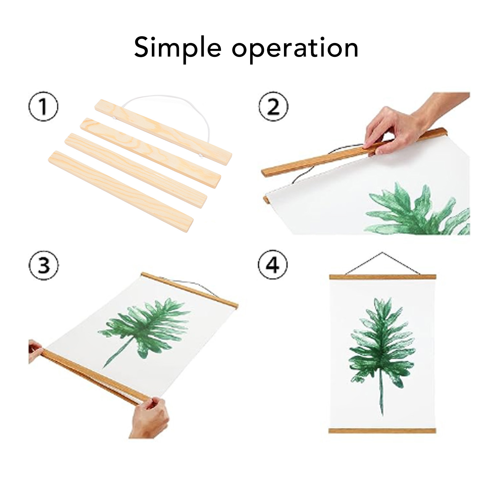 Magnetic Poster Frame Hanger Reusable Easy To Install Easy Operation Wood Poster Hanger Pine Replaceable for Maps for Pictures. 