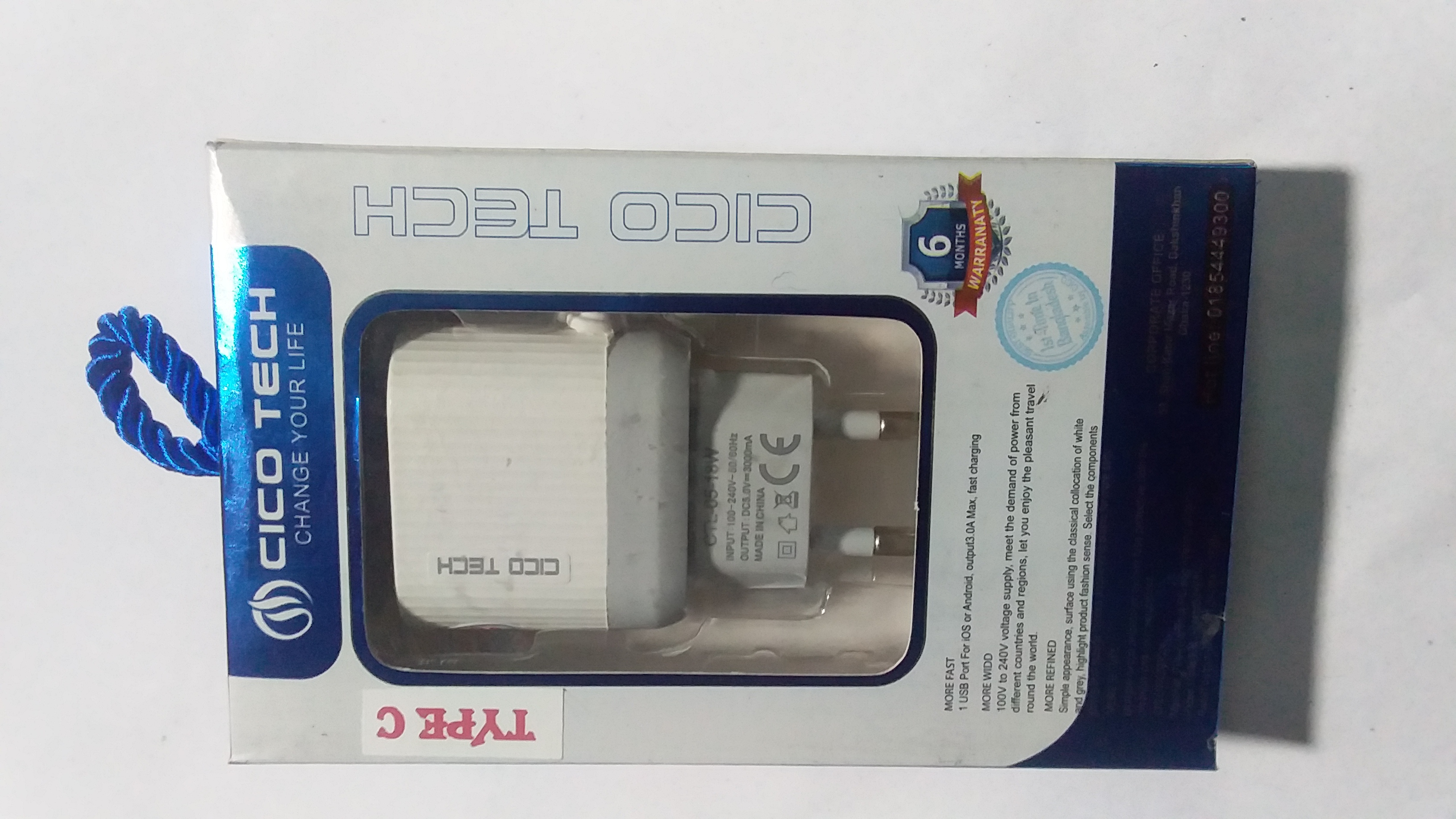 18 watt type C fast  charger. cico tech CTL-05 (1pice). 