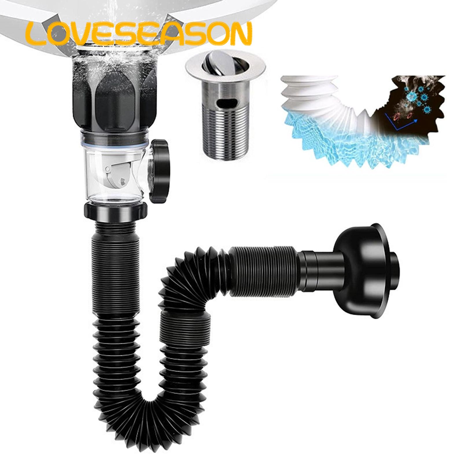 Sink Drain Pipe Easy Install Anti-clog Sink Drain Kit Universal Leak Resistant Bathroom Pipe for No-tool Sink Trap Installation. 