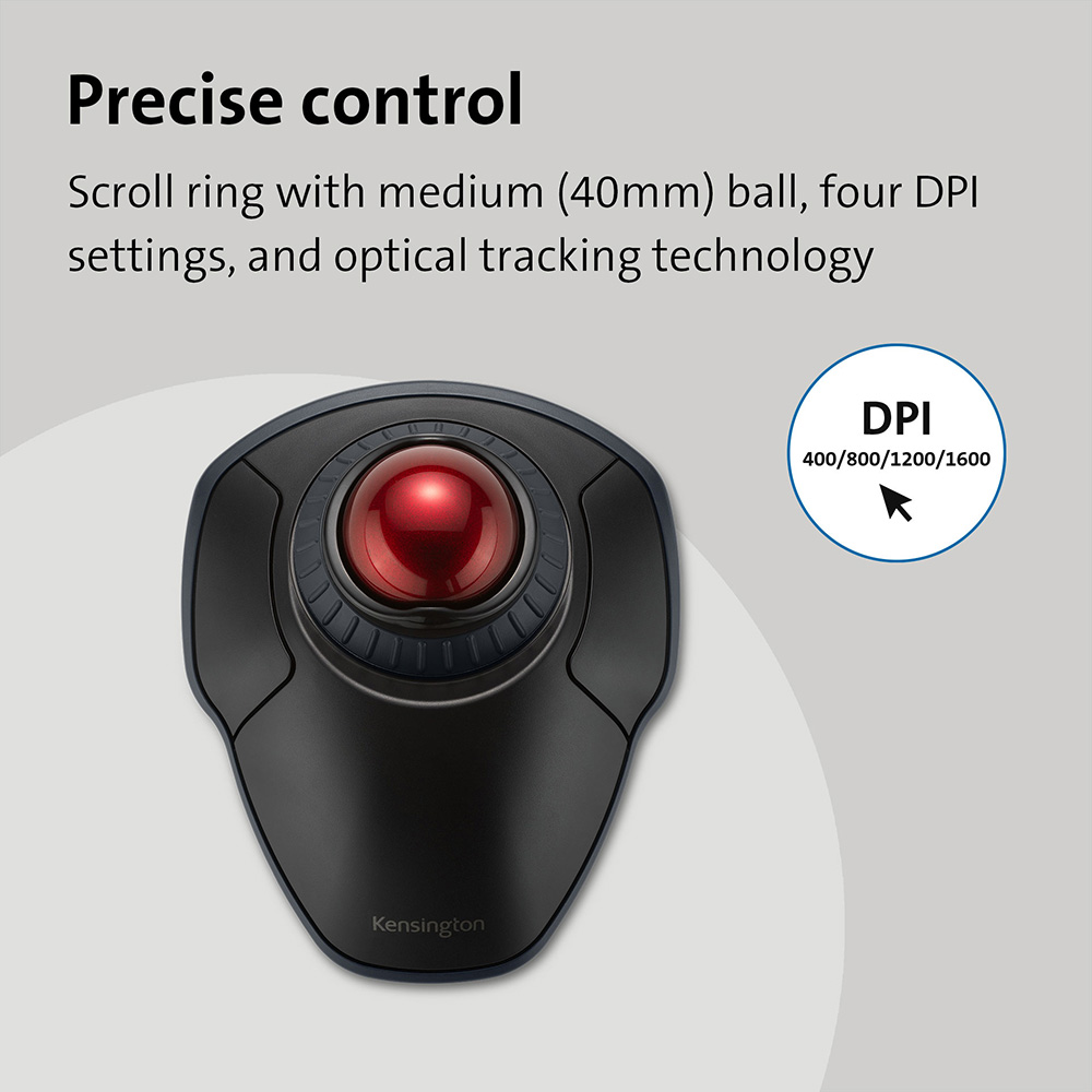 Kensington Wireless Trackball Original Orbit Mouse 2.4GHz+Bluetooth with Scroll Ring for AutoCAD K70992/K70993. 