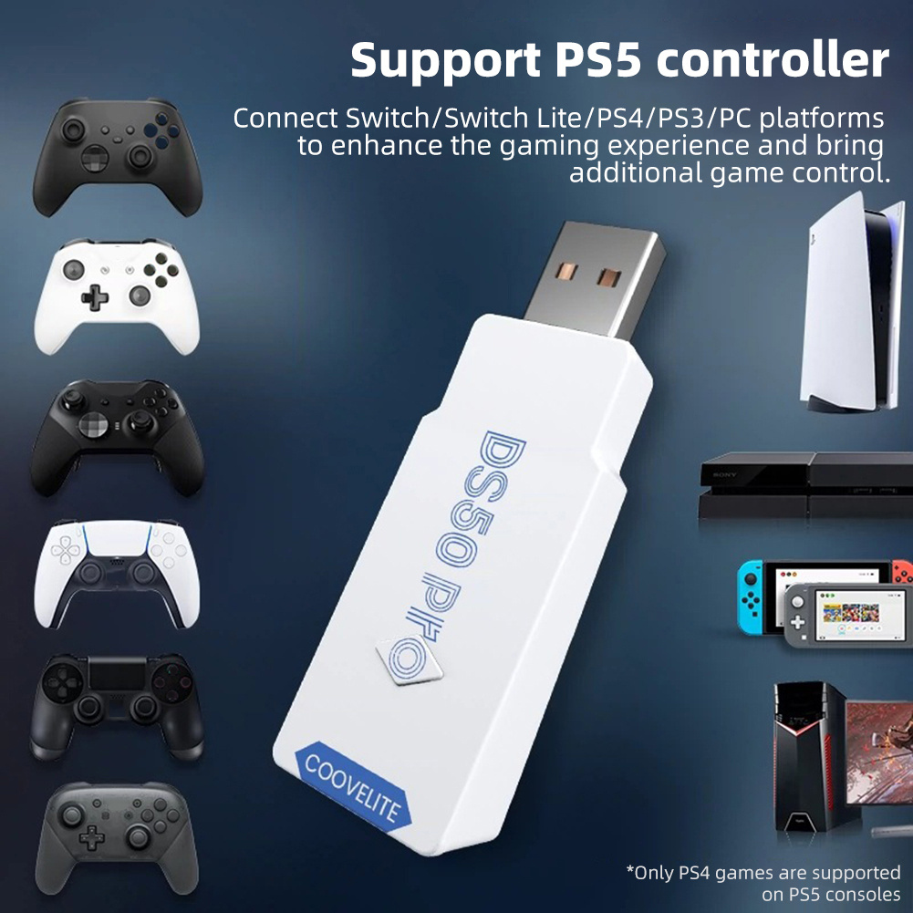 Controller Wireless Adapter Ultra-low Latency USB Converter Compatible For PS5 PS4 PS3 Switch Lite Controller DS50 Pro Gamepad. 
