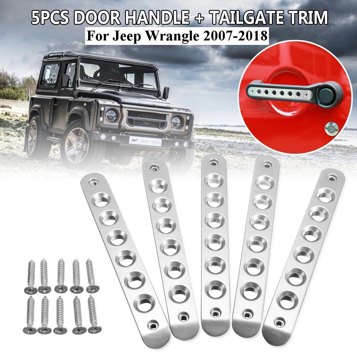 BLACK Door Handle Tailgate Aluminum Trim Insert for 2007-2018 Jeep Wrangler