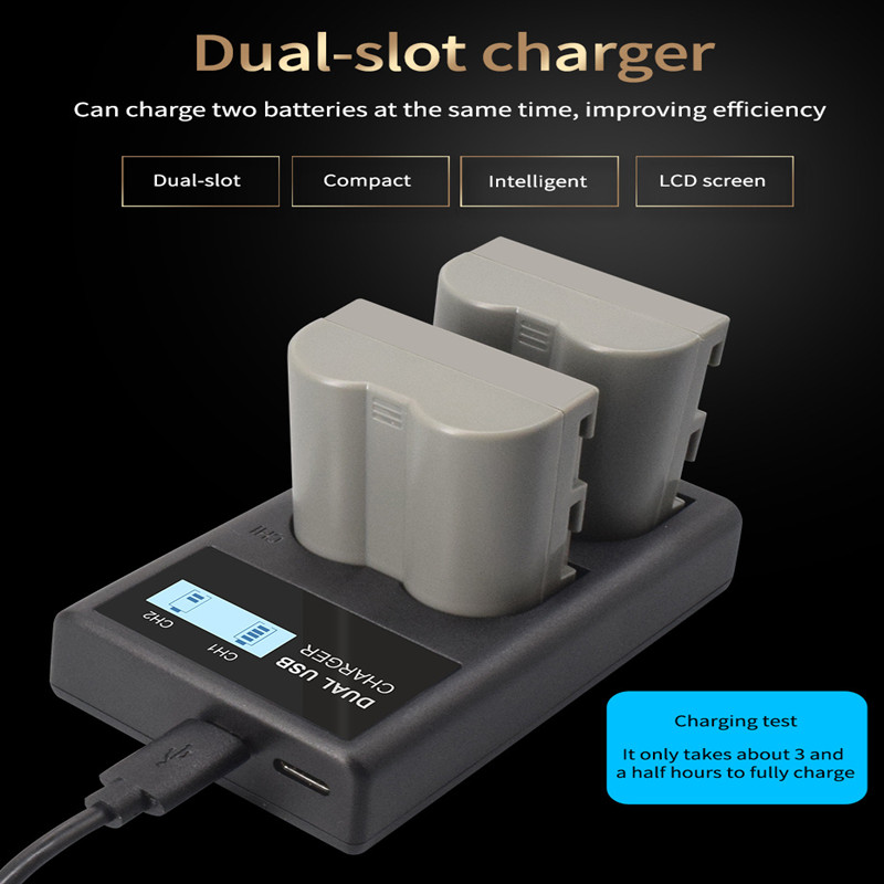 Camera Battery Charger EN-EL3 LCD Digital Charger for Nikon D50 D70 D70S D90 D80 D100 D200 D300 D300S Digital Charger Kit. 