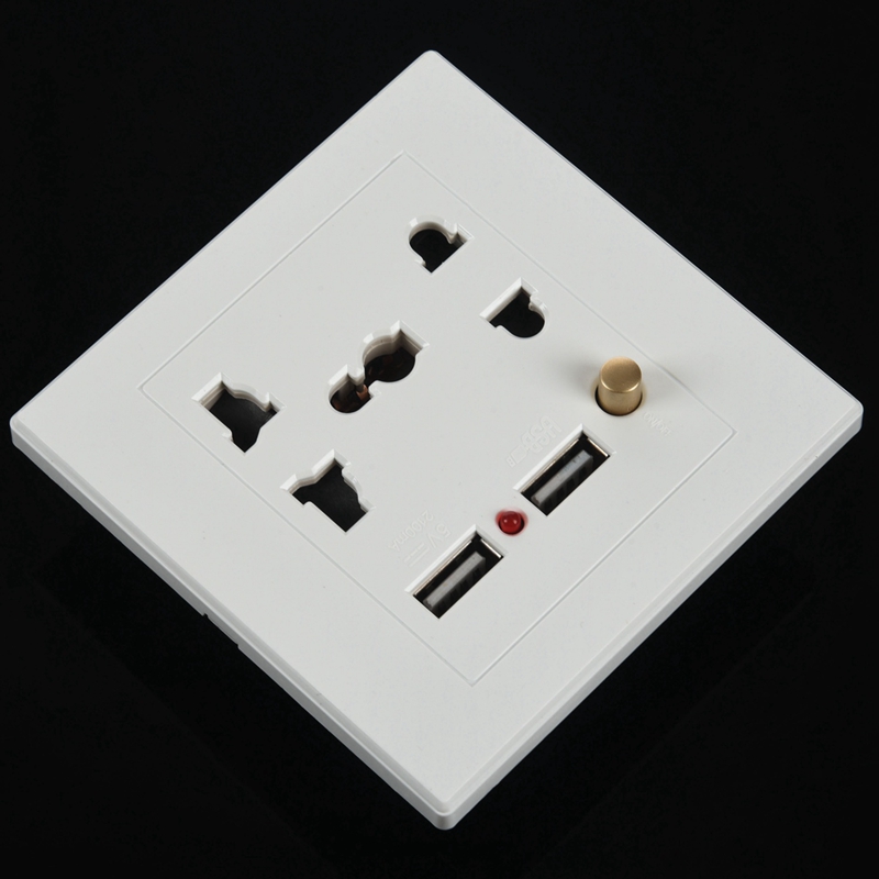 6X 2.1A Dual USB Wall Charger Socket Adapter Universial Power Outlet Panel wite Switch. 