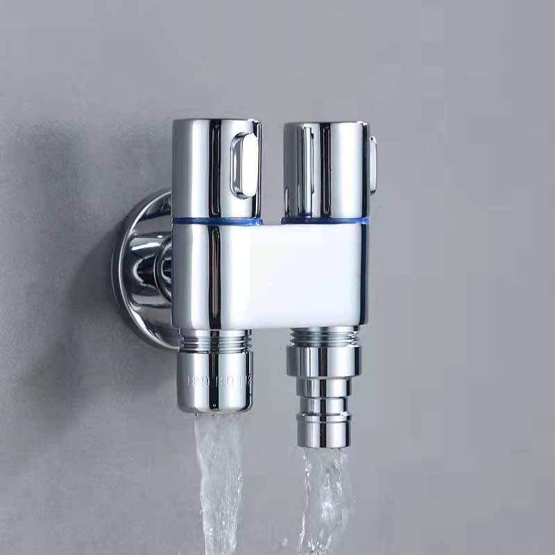 （New）1Pc G1/2 Zinc Alloy Three-way Filling angle Valve wall mount One Into Two Out water Cleaning prayer bathroom Acceorie. 